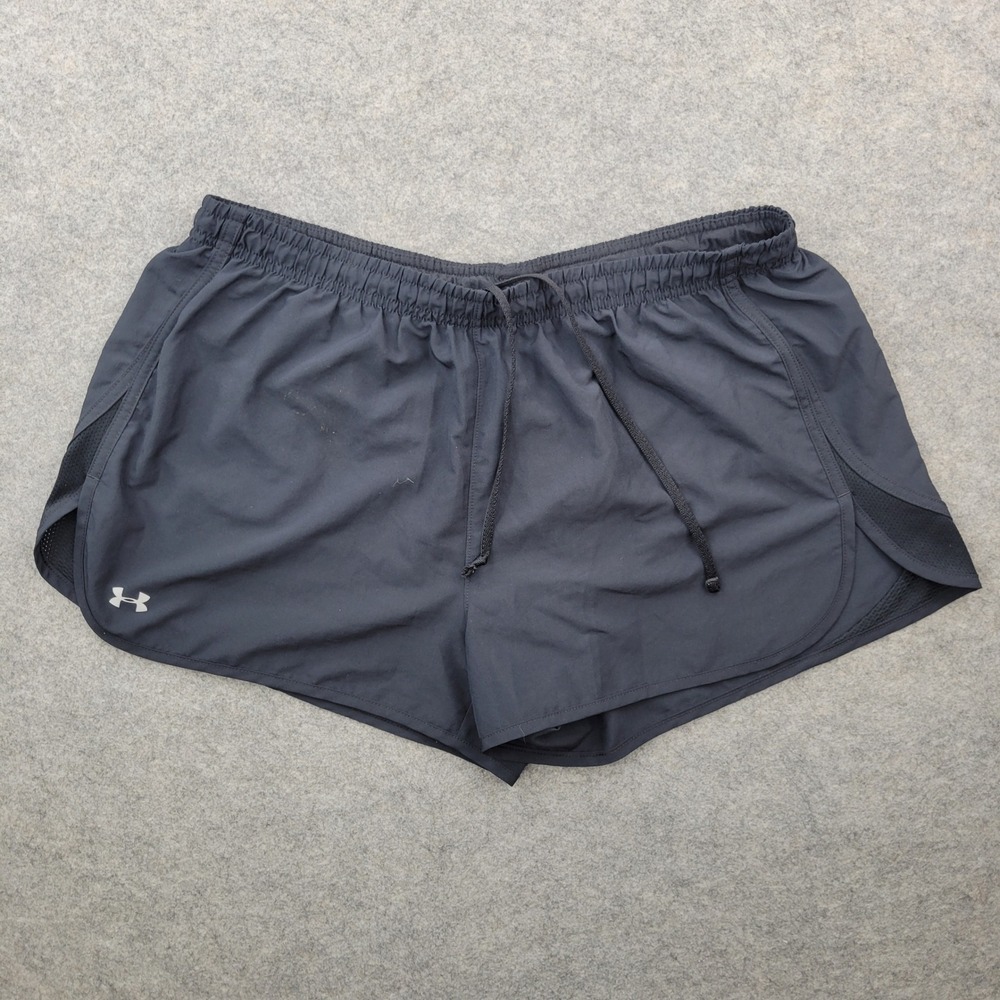 Under Armour HeatGear Womens Black‎ Running Shorts Large Fitted Mesh Athletic